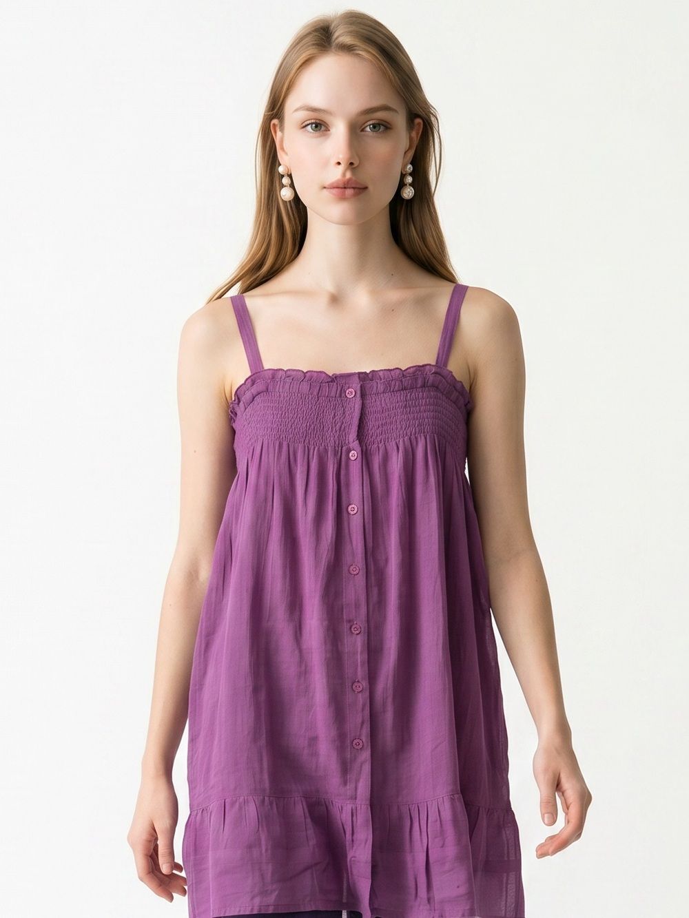 FIRE LOS ANGELES | Purple Smocked Dress Large